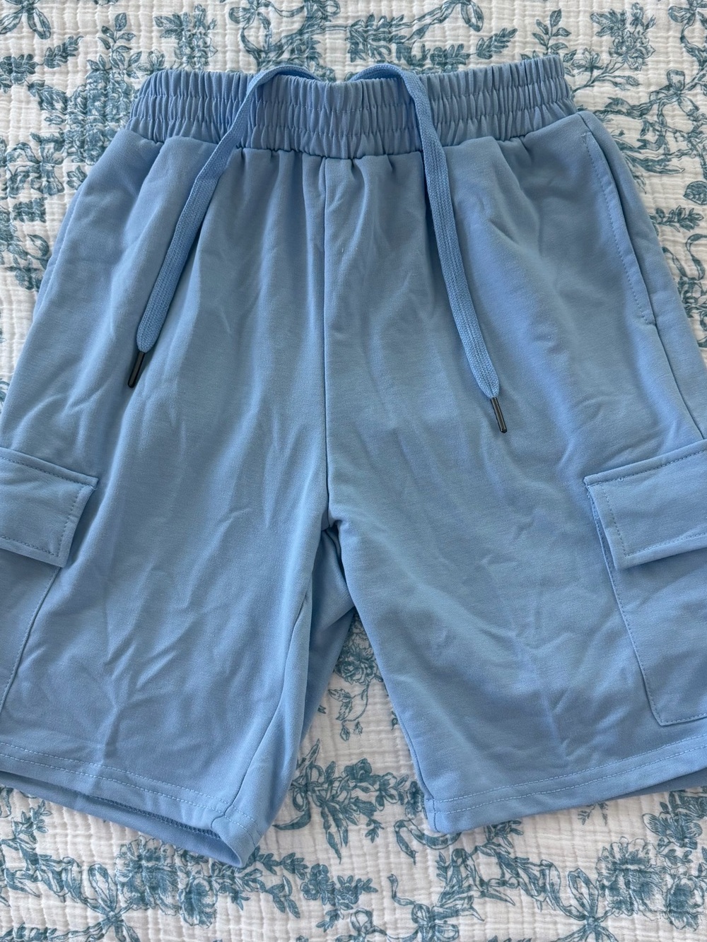 Men's Light Blue Cargo Shorts with Drawstring